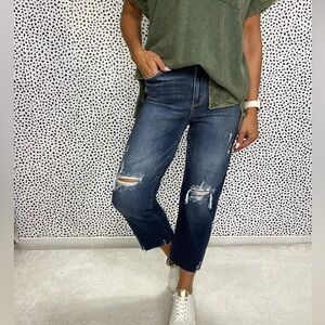 Judy Blue Dark Wash Distressed Ankle Jeans